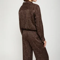 OTTOD AME Printed Herringbone Viscose Shirt in Chocolate