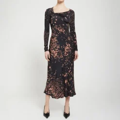 OTTOD AME Printed Viscose Fluid Skirt in Multi