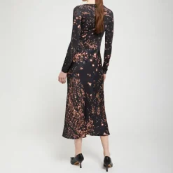 OTTOD AME Printed Viscose Fluid Skirt in Multi