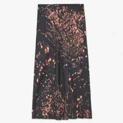 OTTOD AME Printed Viscose Fluid Skirt in Multi