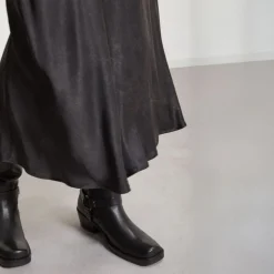 OTTOD AME Pure Viscose Long Skirt in Smoke