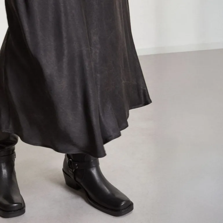 OTTOD AME Pure Viscose Long Skirt in Smoke