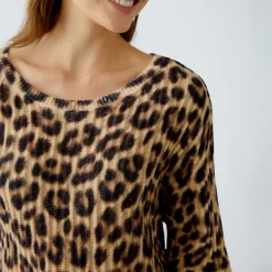 OUI 91877 Jumper in Light Brown/Black
