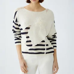 OUI 91958 Jumper in White Blue