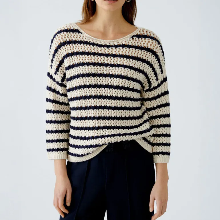 OUI 91959 Jumper in White Blue