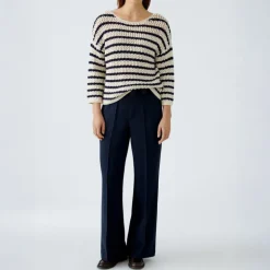 OUI 91959 Jumper in White Blue