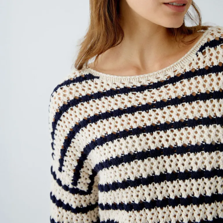 OUI 91959 Jumper in White Blue