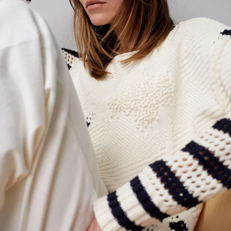 OUI 91958 Jumper in White Blue