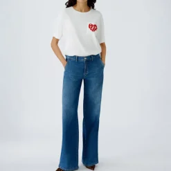 OUI 92788 Wide Leg Jeans in Dark Blue Denim