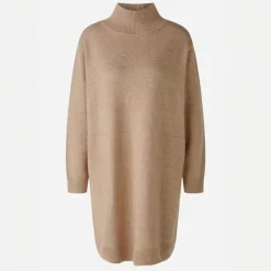 Oui Turtleneck Knitted Dress in Beige Melange
