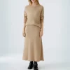 OUI Wool Mix Knitted Skirt in Beige Melange