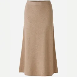 OUI Wool Mix Knitted Skirt in Beige Melange