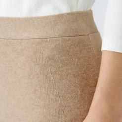 OUI Wool Mix Knitted Skirt in Beige Melange