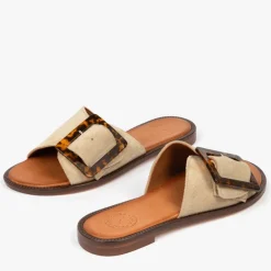 PENELOPE CHILVERS Biarritz Buckle Sandals in Camel
