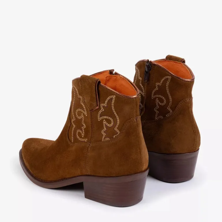 PENELOPE CHILVERS Cassidy Suede Embroidered Boots in Peat
