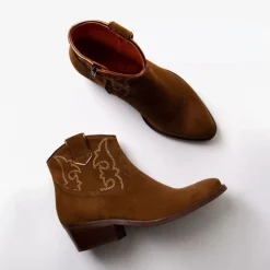 PENELOPE CHILVERS Cassidy Suede Embroidered Boots in Peat