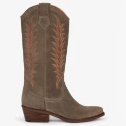 Penelope Chilvers Goldie Embroidered Cowboy Boots in Taupe