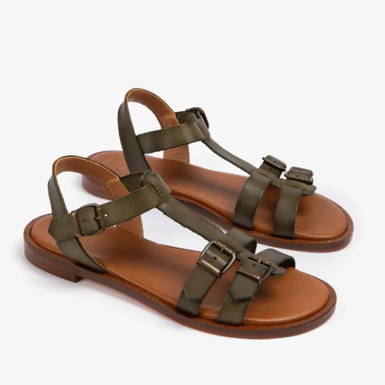 PENELOPE CHILVERS Granada Leather Sandal in Khaki