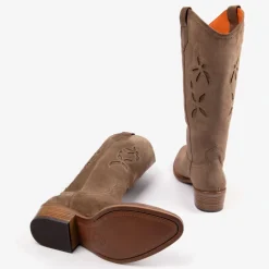 PENELOPE CHILVERS Jasmine Embroidered Cowboy Boots in Sesame