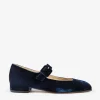 Penelope Chilvers Low Mary Jane Velvet Shoe in Navy