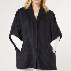 PERSONA BY MARINA RINALDI Perseo Double Faced Wool Cape in Ultramarine