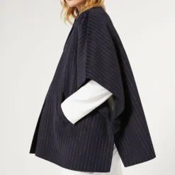 PERSONA BY MARINA RINALDI Perseo Double Faced Wool Cape in Ultramarine