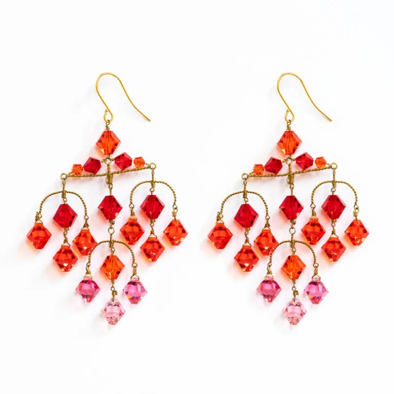 PHILIPPA KUNISCH Diamond Earrings in Red/Orange/Pink