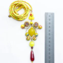 PHILIPPA KUNISCH Ribbon Gypsy Necklace in Fluo Yellow Mix