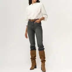 PIESZAK Wiona Bib Shirt in White