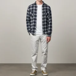 Pocket Woven Shirt in Grey & Navy | Collen & Clare