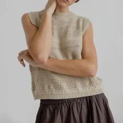 PROJECT AJ117 Aggie Summer Knit Vest in Sand
