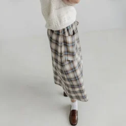 PROJECT AJ117 Madge Skirt in Indigo Check