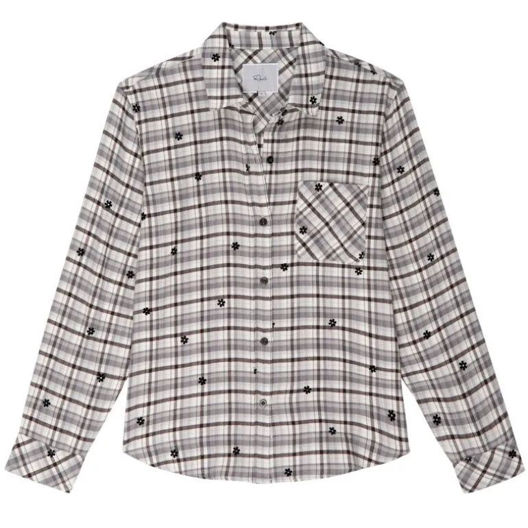RAILS Milo L/S Shirt in Stone Flocked Daisies