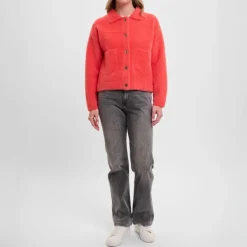 RINO & PELLE Bubbly Boxy Jacket in Hot Coral