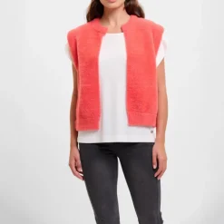 RINO & PELLE Elona Short Waistcoat in Hot Coral