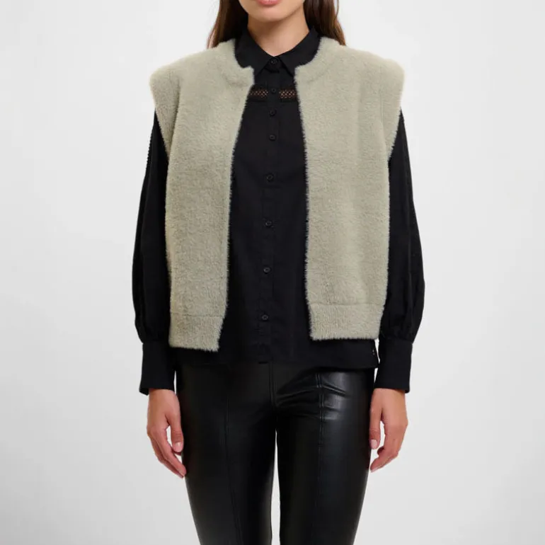 RINO & PELLE Elona Short Waistcoat in Dusty Khaki