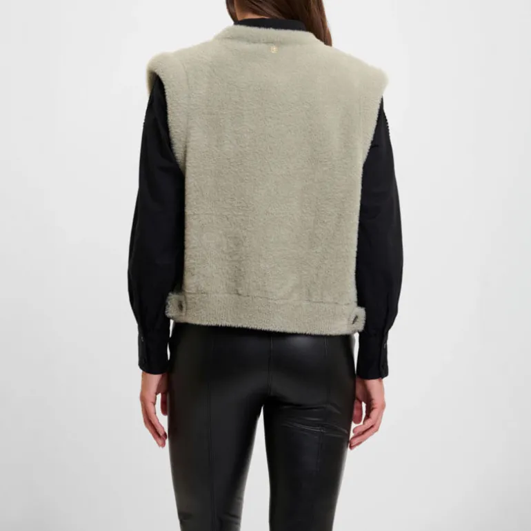 RINO & PELLE Elona Short Waistcoat in Dusty Khaki