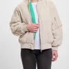 RINO & PELLE Elyn Reversible Bomber Jacket in Fog Grey & Clover Green