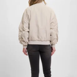 RINO & PELLE Elyn Reversible Bomber Jacket in Fog Grey & Clover Green