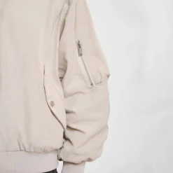 RINO & PELLE Elyn Reversible Bomber Jacket in Fog Grey & Clover Green