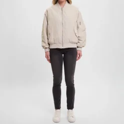 RINO & PELLE Elyn Reversible Bomber Jacket in Fog Grey & Clover Green