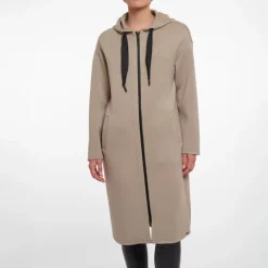 RINO & PELLE Invasion Long Hooded Coat in Dusty Khaki