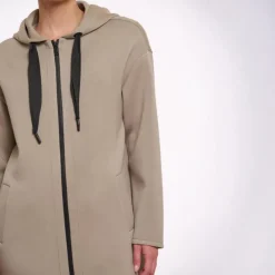 RINO & PELLE Invasion Long Hooded Coat in Dusty Khaki