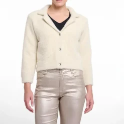 RINO & PELLE Norah Short Cardigan with Lapel Collar in Birch