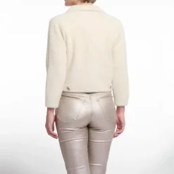 RINO & PELLE Norah Short Cardigan with Lapel Collar in Birch