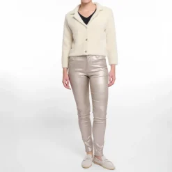 RINO & PELLE Norah Short Cardigan with Lapel Collar in Birch