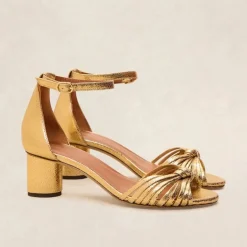 RIVECOUR Sandal 478 Block Knot Heel in Gold