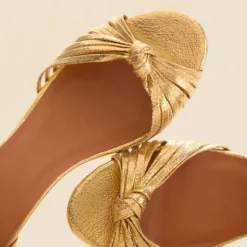 RIVECOUR Sandal 478 Block Knot Heel in Gold