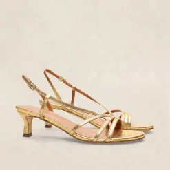 RIVECOUR Sandal 464 Strap Kitten Heel in Gold