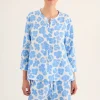 ROSSO35 Linen Floral Shirt in White/Light Blue Flower Print